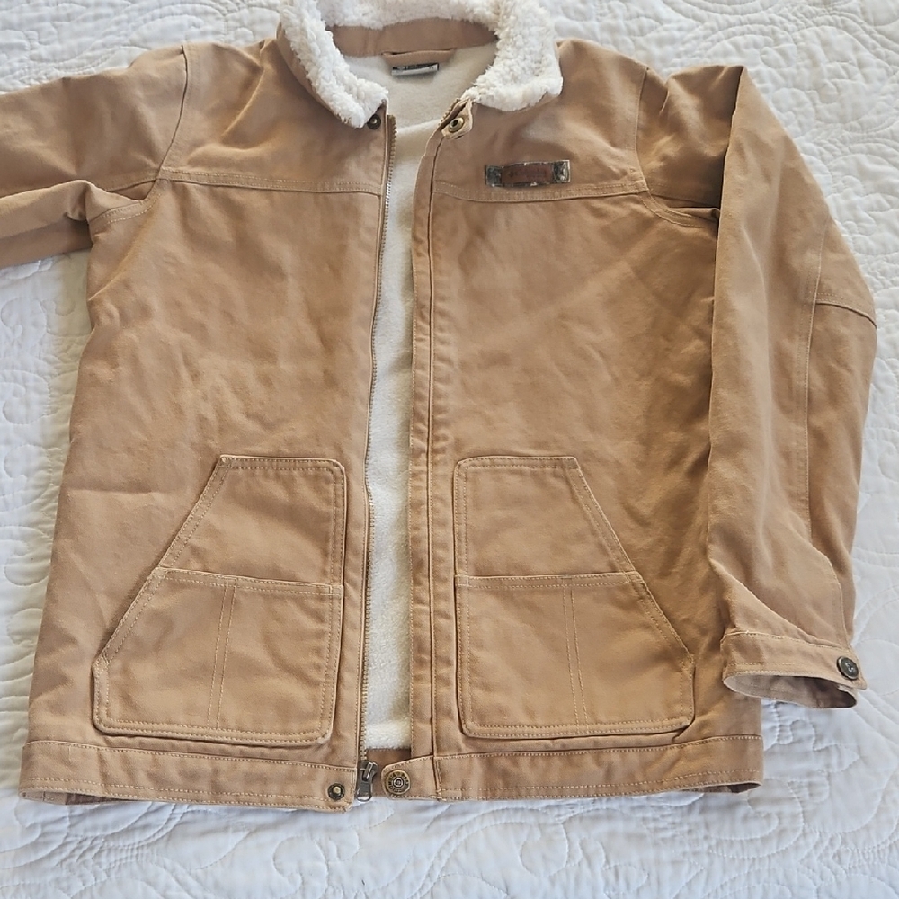 Columbia Tan Canvas Jacket with Sherpa Collar